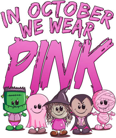 In October We Wear Pink Breast Cancer Halloween Monsters Coffee Mug